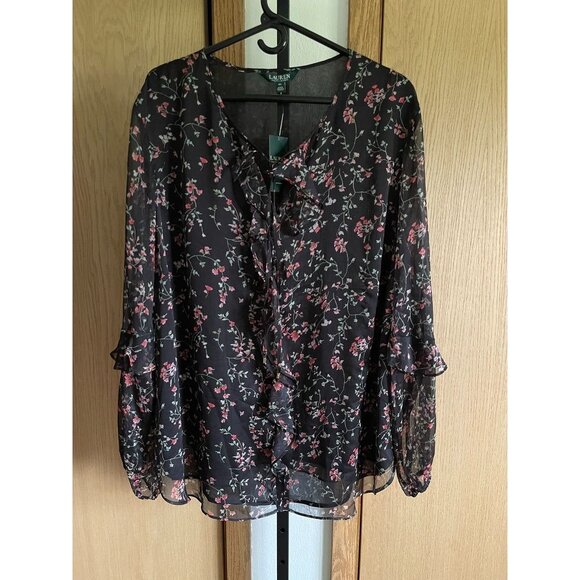 NWT Lauren Ralph Lauren Womens Floral Blouse Top - Picture 1 of 6